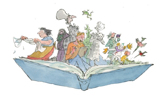 Quentin Blake Inside Stories Exhibition image featuring 1 character from each key title in the exhibition